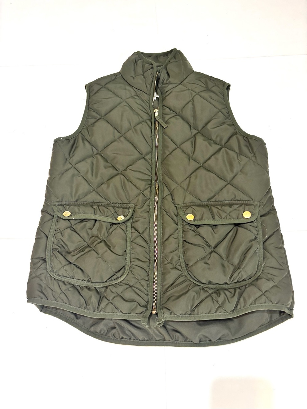 Thread & Supply Olive Green Quilted Vest with Gold Zipper Detail - Picture 2 of 10